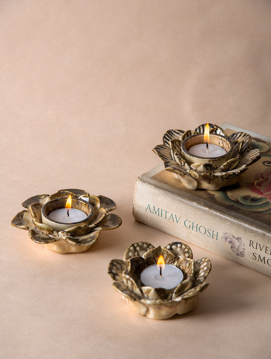Festive Tea Light Holders Gift Box - Set of 3