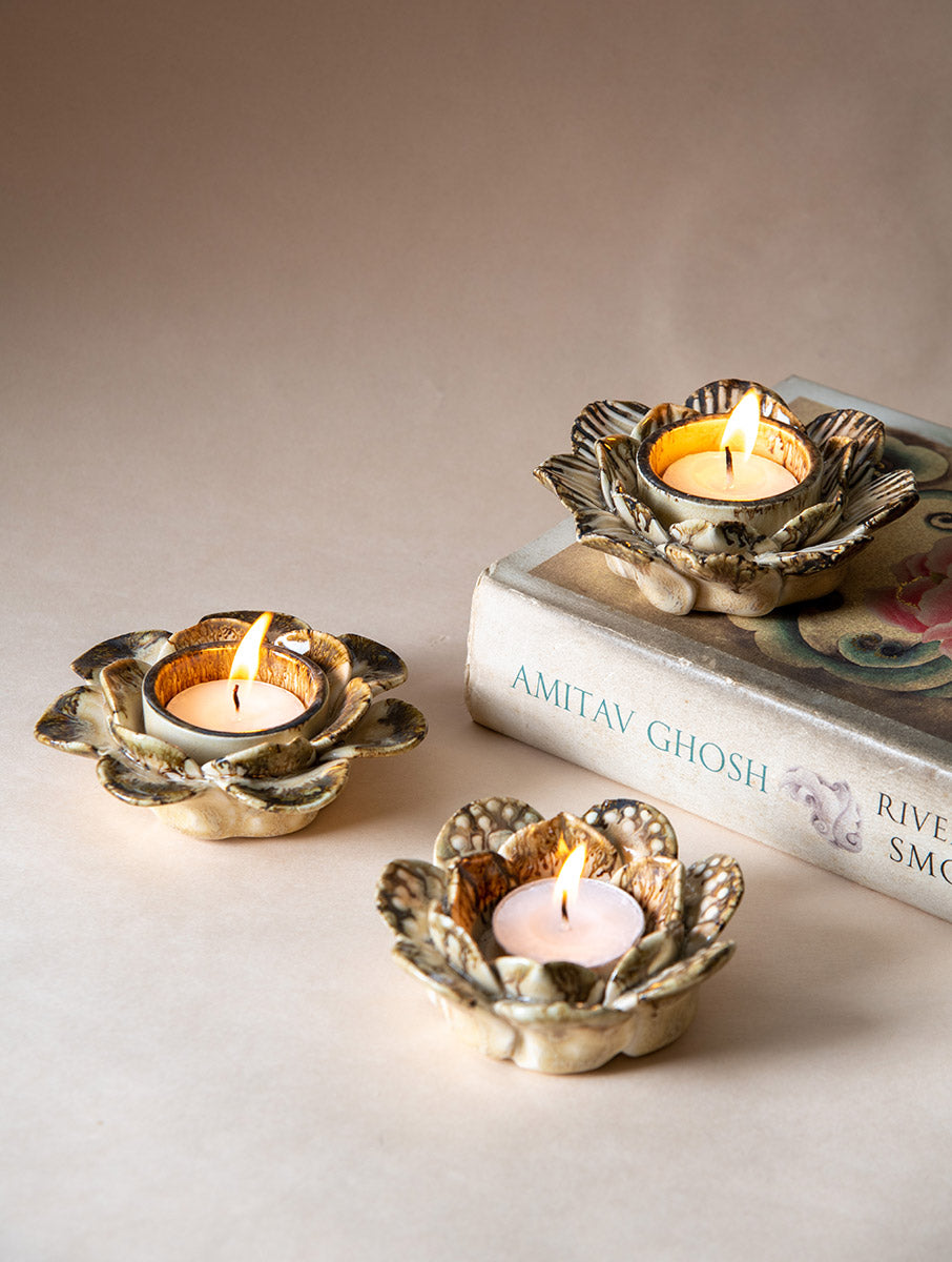 Festive Tea Light Holders Gift Box - Set of 3