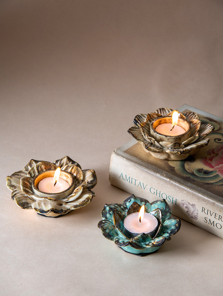 Festive Tea Light Holders Gift Box - Set of 3
