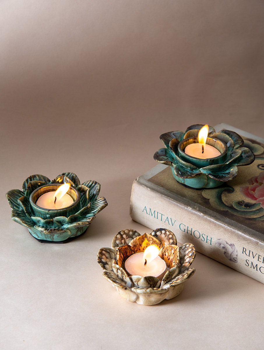Festive Tea Light Holders Gift Box - Set of 3