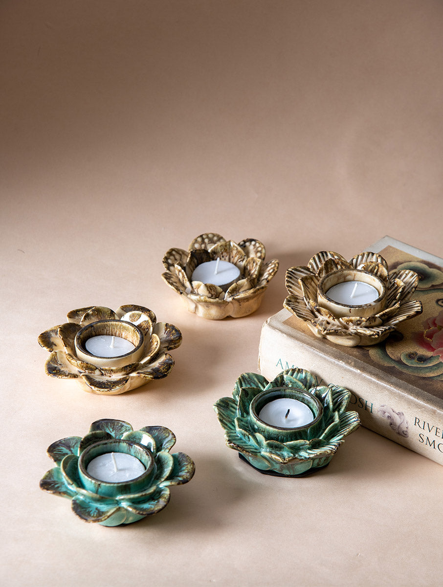 Festive Tea Light Holders Gift Box - Set of 5