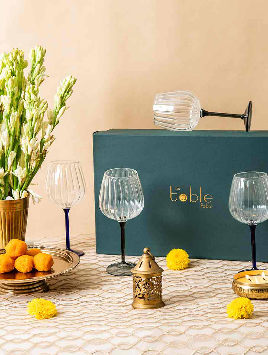 Ribbed Goblet Wine Glass Gift Box