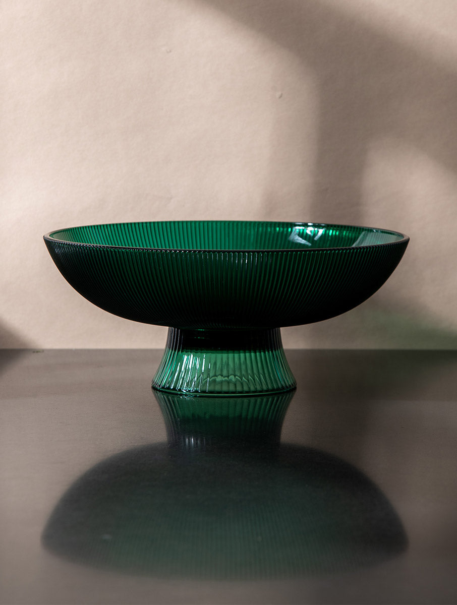 Green Ribbed Glass Bowl Gift Box
