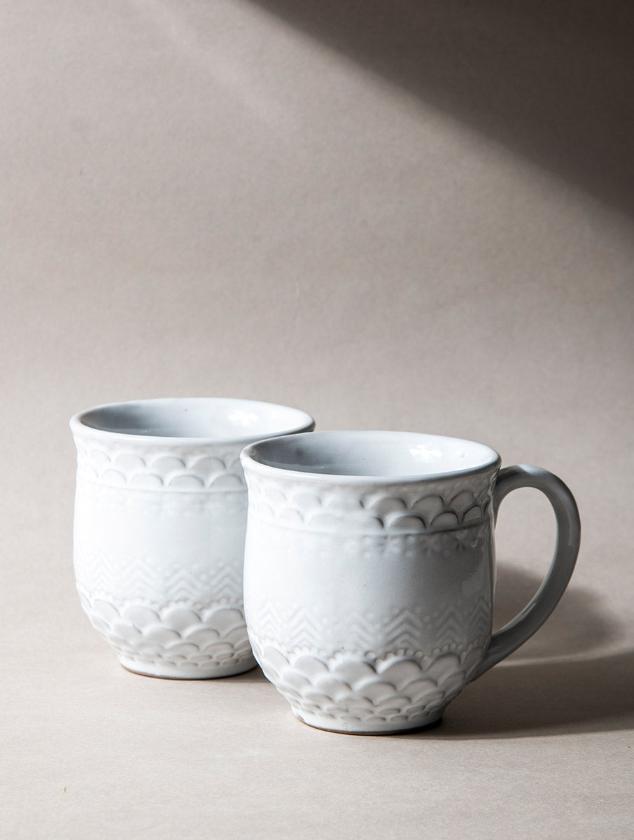 White Etched Mug