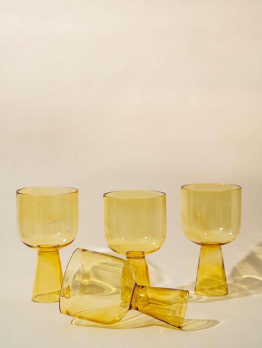 Aria Glass / Dessert Bowl (Set of 4) - Yellow