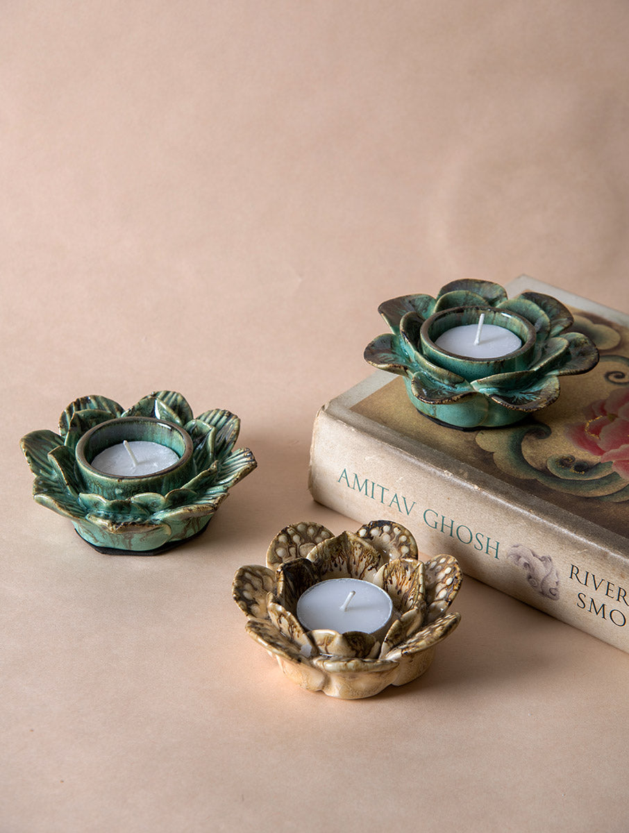 Festive Tea Light Holders Gift Box - Set of 3