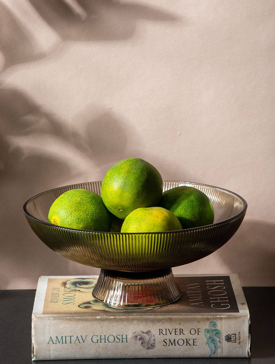 Brown Ribbed Glass Bowl