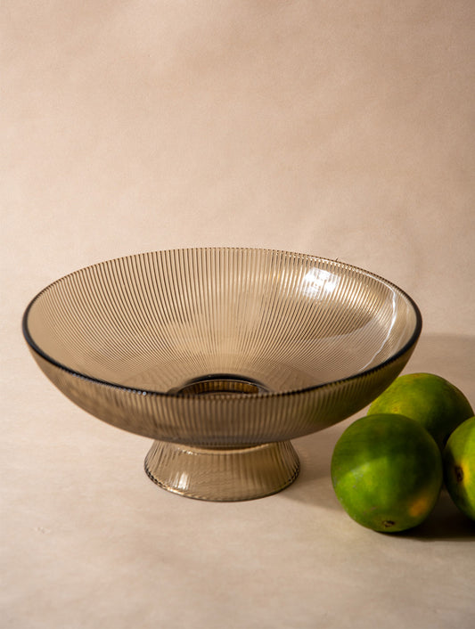 Brown Ribbed Glass Bowl