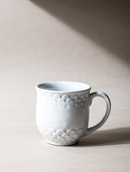 White Etched Mug